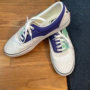 Men’s low top vans size 10.5. White/blue/green